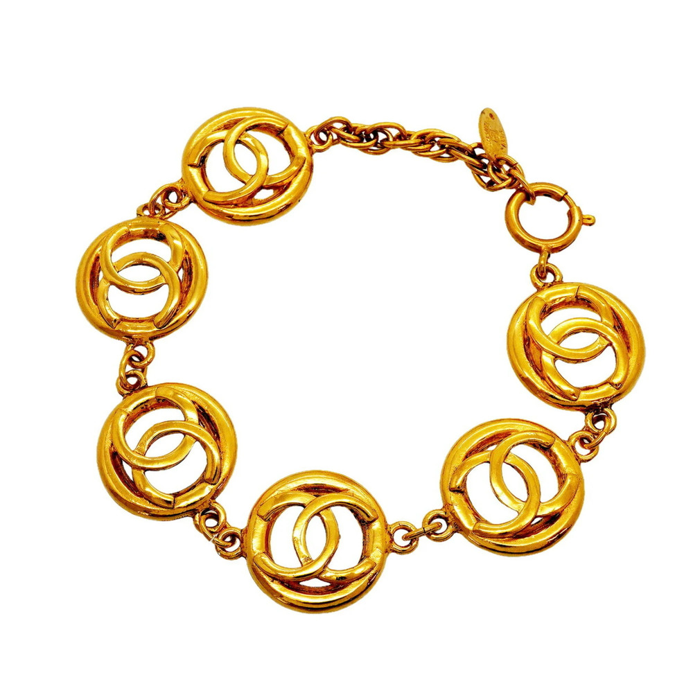 Chanel bracelet, Coco Mark circle, GP plated, gold, women's.